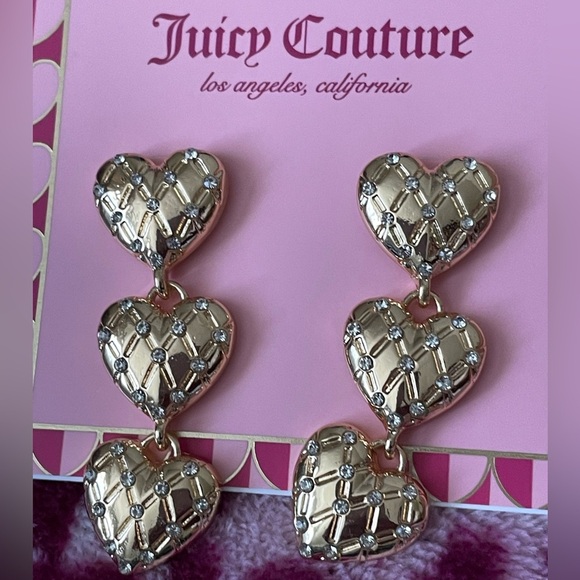 Juicy Couture Earrings,Juicy Couture Gold and Heart Drop Earrings - Picture 7 of 10